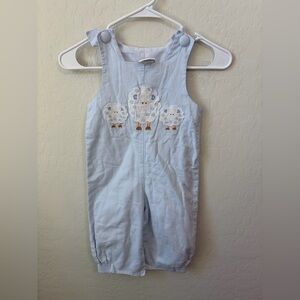 Baby Light Blue Lamb Appliqué Romper Overalls